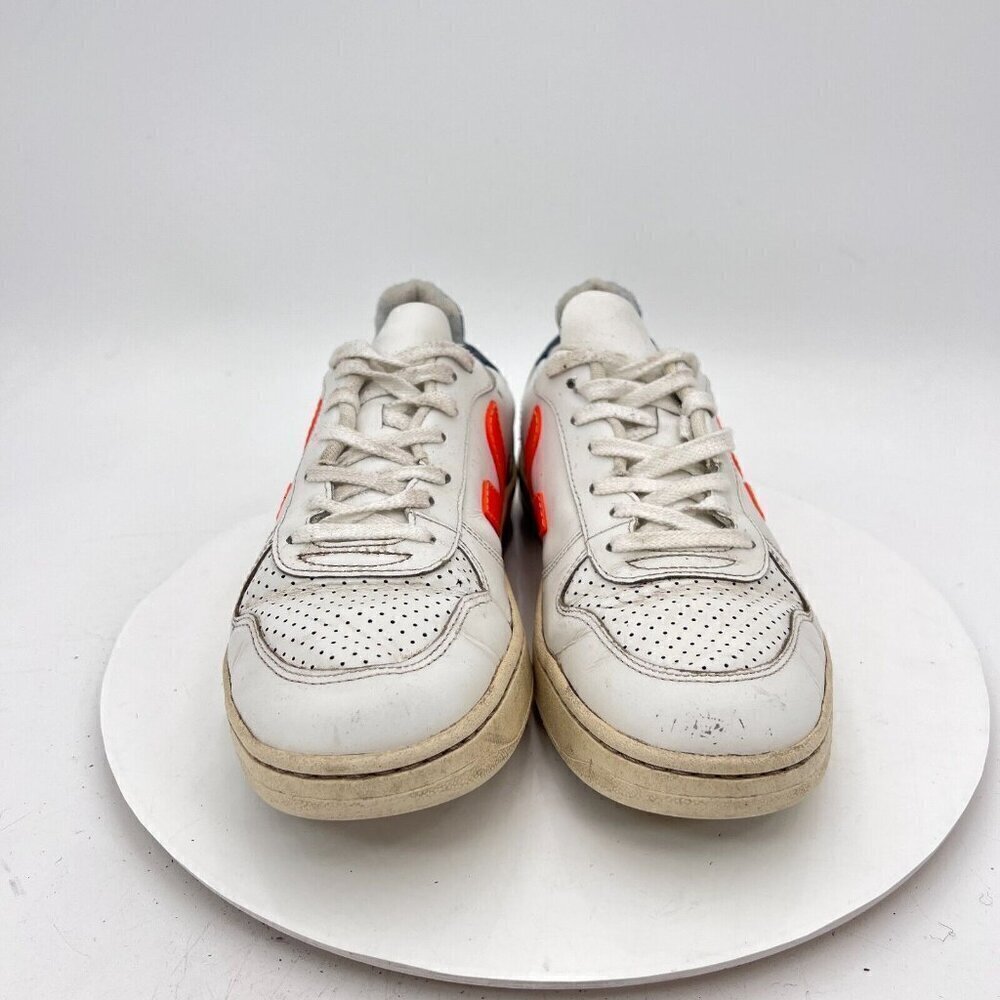 Veja V-10 Women Size 9 White Black Leather Red V Logo Casual Training Shoes - Picture 2 of 14